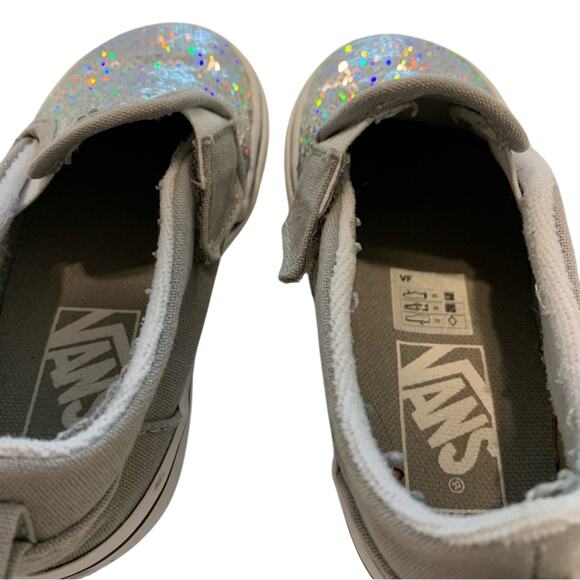 Vans Silver Sequin Velcro Slip Ons - Picture 5 of 10